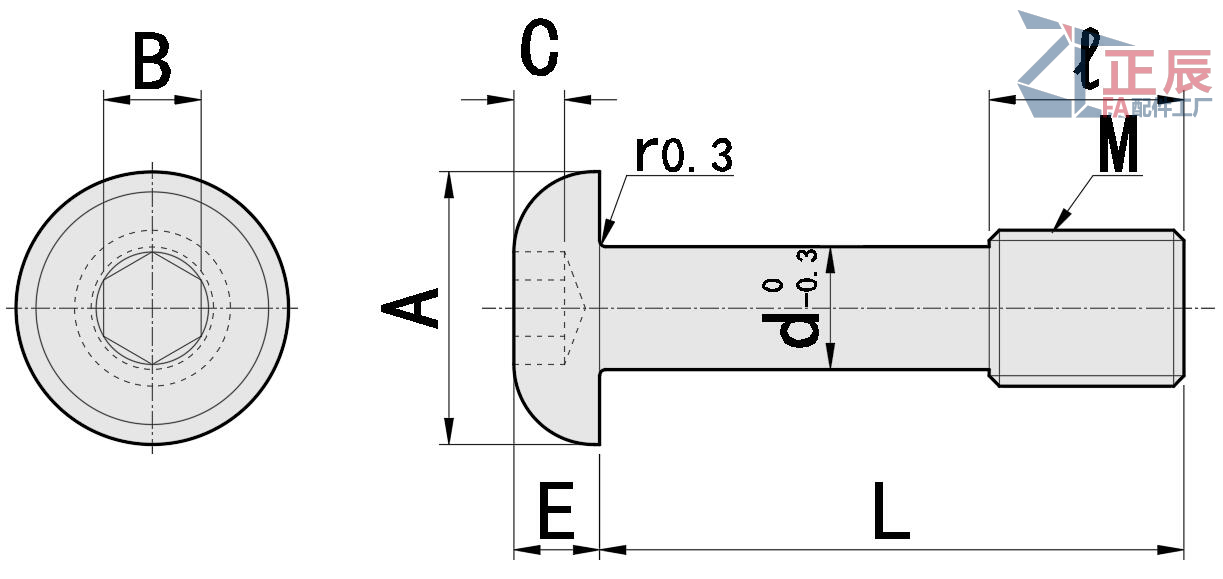 Tornillos cautivos de cabeza de botón CBBT de acero inoxidable con accionamiento hexagonal