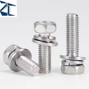 Conector PCD con ranura cruzada de cabeza hexagonal con tornillo combinado combinado de SS con arandela