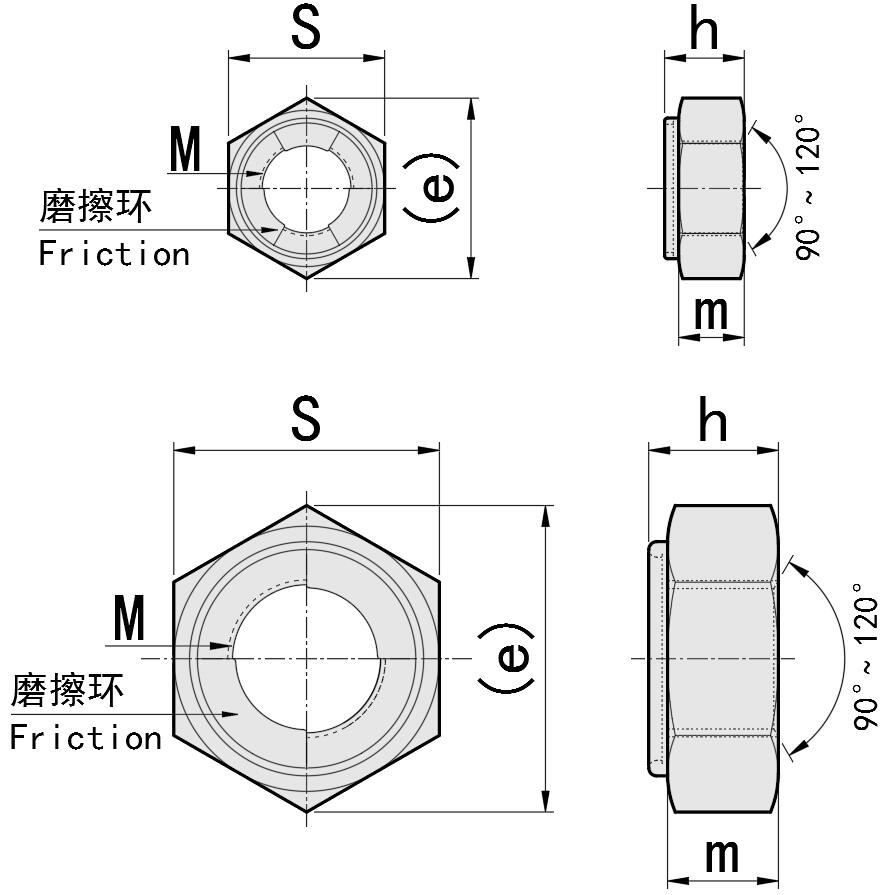 Tuercas en U Tuerca autoblocante UNUTSZ Tuercas de seguridad DIN 980