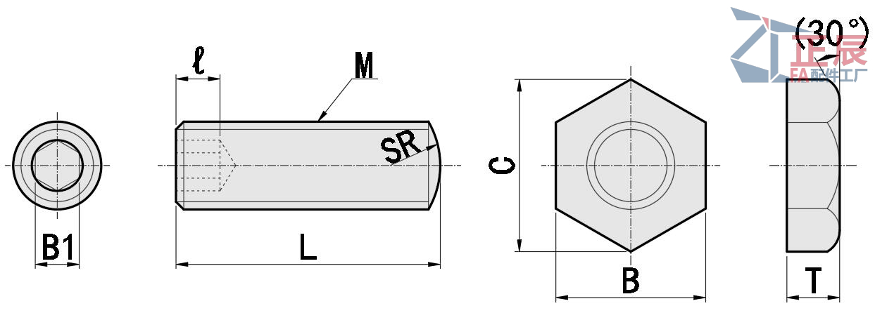 Tornillos de tope de ajuste con casquillo hexagonal ANB SANB