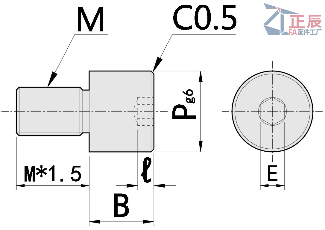 Clavija de posicionamiento de cabeza grande Cabeza redonda Punta plana con vástago roscado de hueco hexagonal JPLR