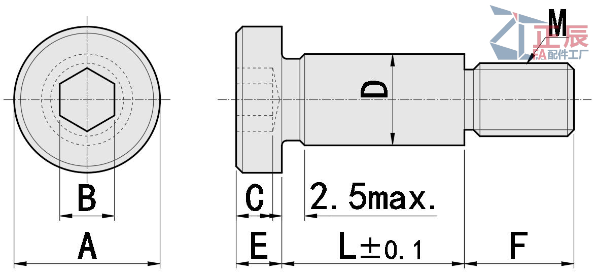 Tornillos con hombro Cabeza baja Longitud de paso seleccionable LMSB