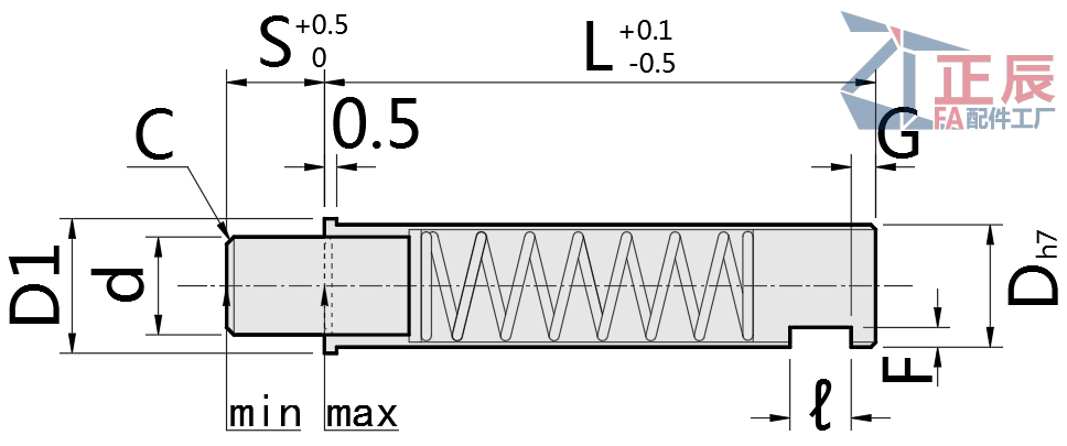 Tornillo de fijación del émbolo con microresorte, punta plana MPFLT5-4
