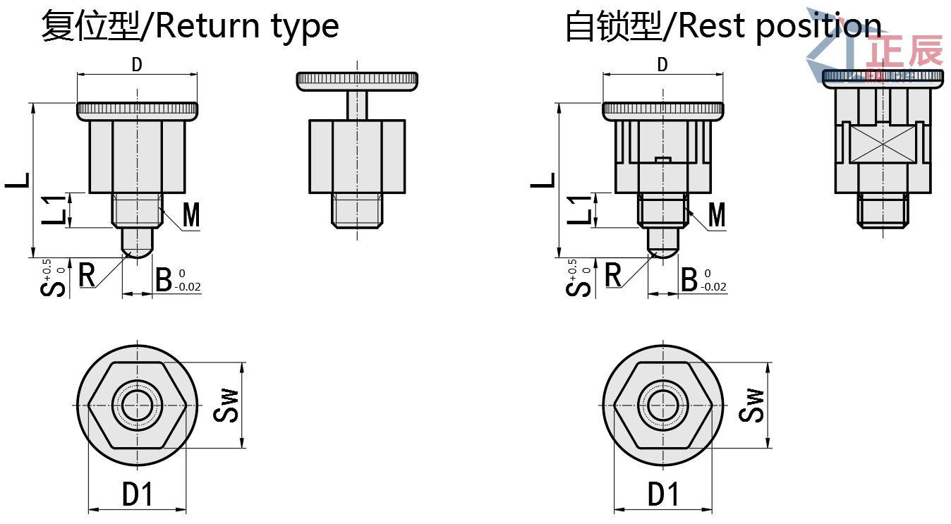 Mini émbolos indexadores GN817 Tipo de retorno compacto PMXYSB