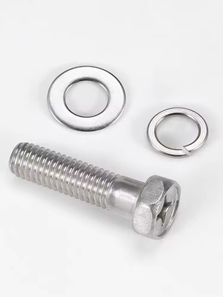 Conector PCD con ranura cruzada de cabeza hexagonal con tornillo combinado combinado de SS con arandela