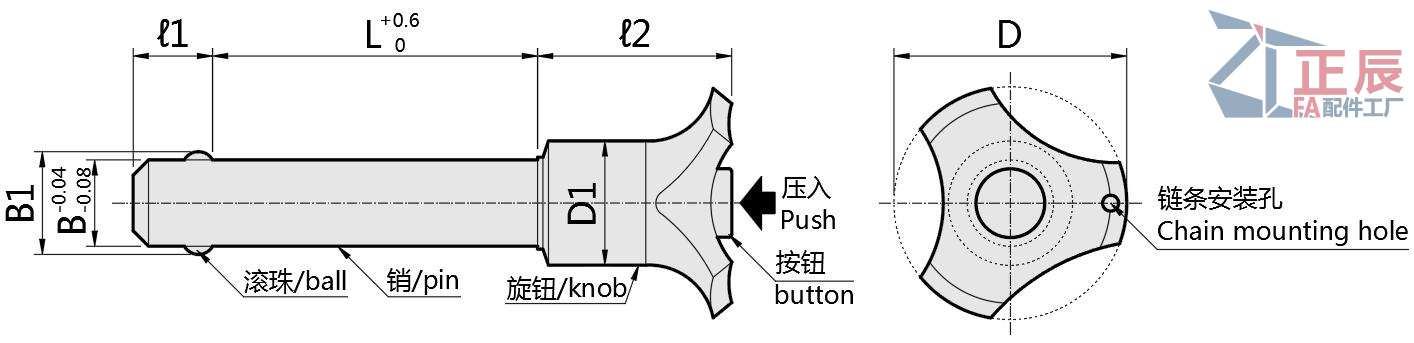 Pasadores de bloqueo de bola de liberación rápida Pasadores ranurados Pasador de empuje BLP