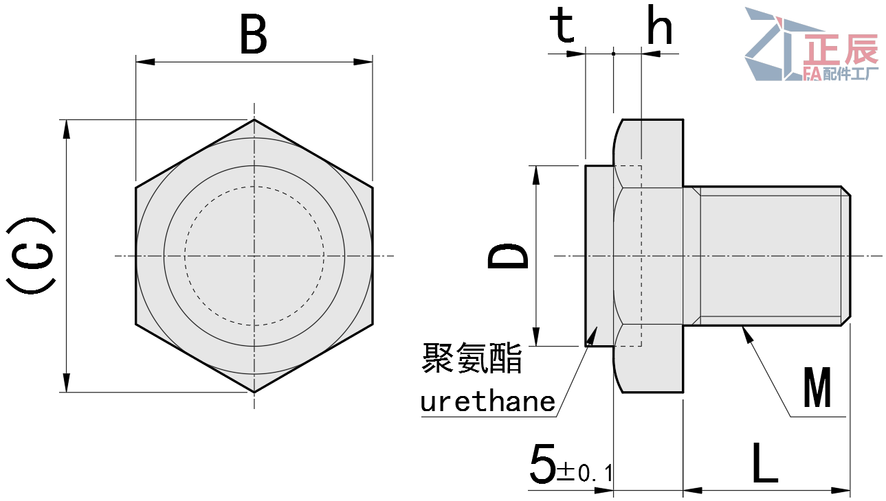 Pasadores de tope tipo tornillo con uretano USTEH USSTEH