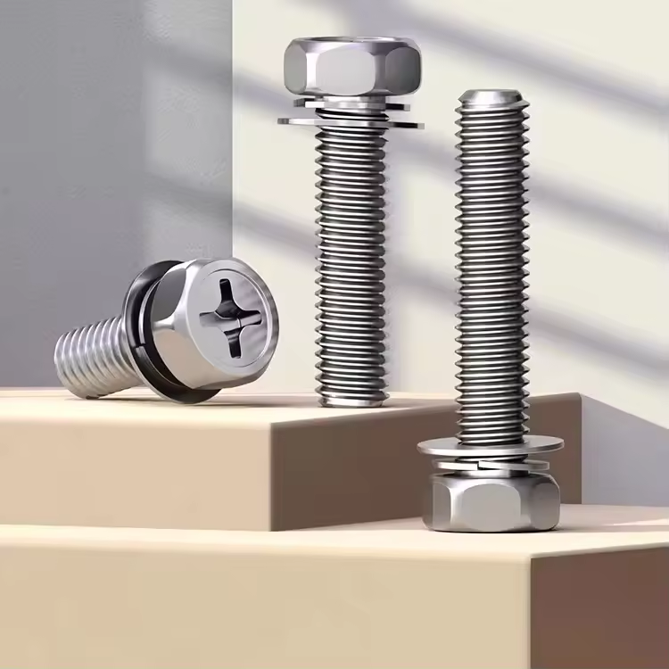 Conector PCD con ranura cruzada de cabeza hexagonal con tornillo combinado combinado de SS con arandela