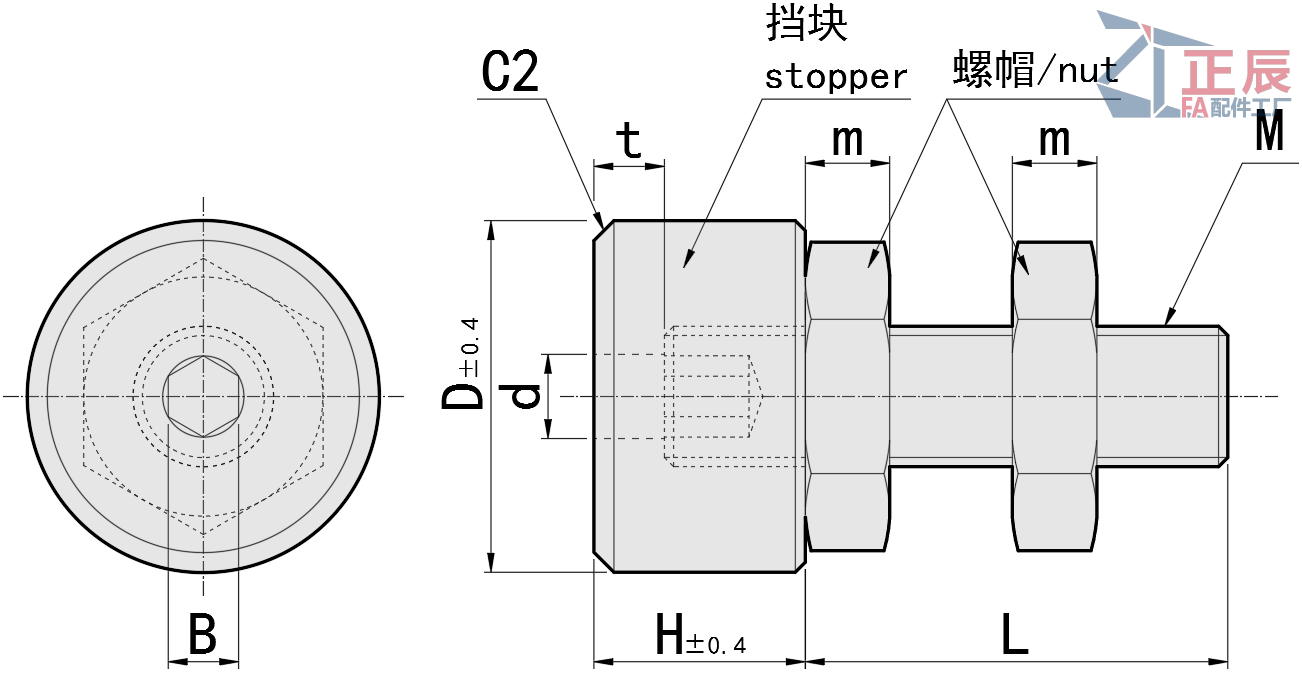 Tornillos Tope Cabeza Hexágono Interior MC Nylon UNAHM