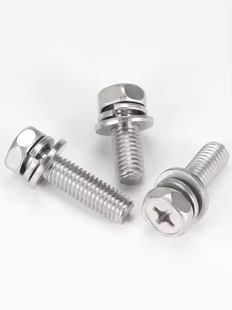 Conector PCD con ranura cruzada de cabeza hexagonal con tornillo combinado combinado de SS con arandela