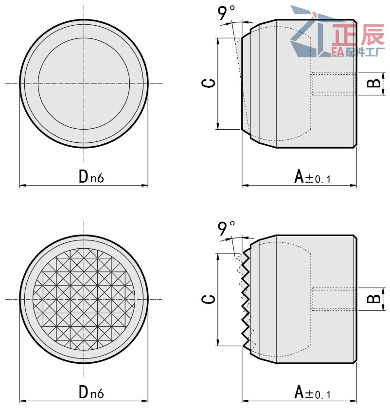 Perno de bola liso PT52 PT53